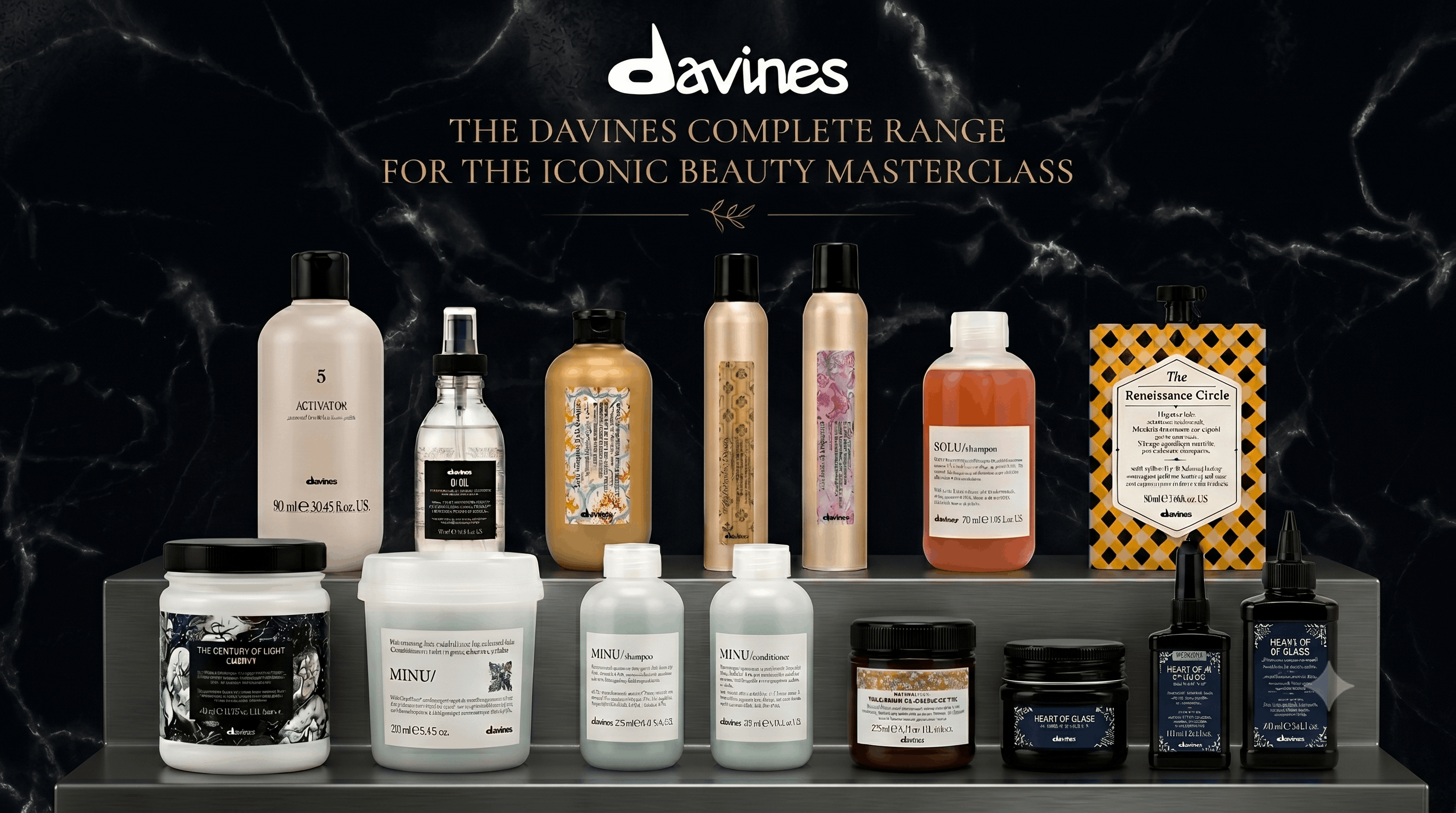 Davines product range used throughout the masterclass